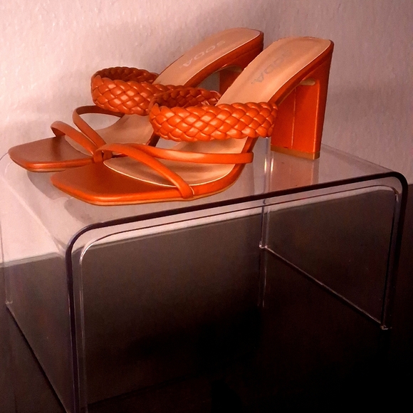 Veda Shoes - Veda Women's Orange Braided Heeled Sandals